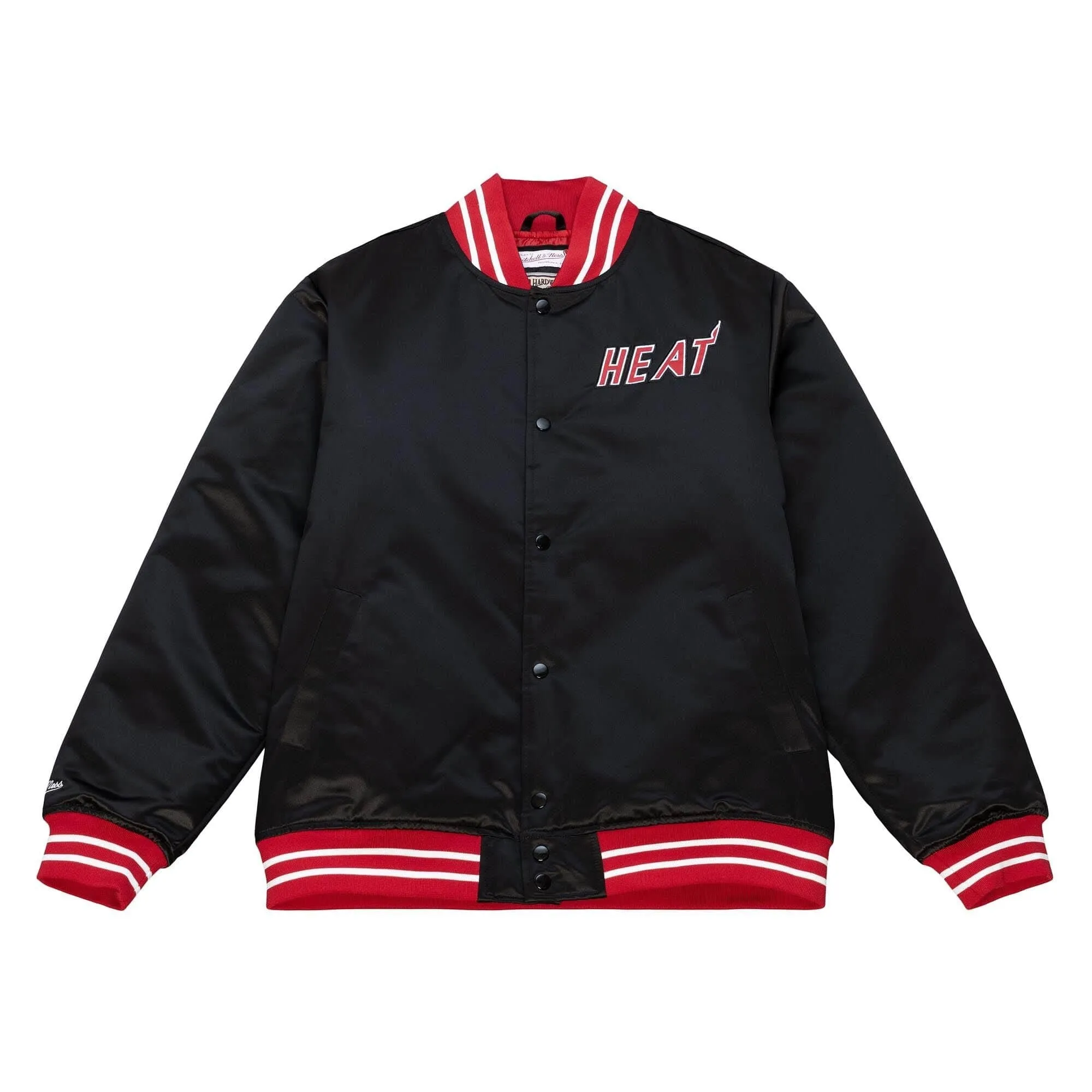 Pánska bunda bomber Mitchell & Ness NBA Heavyweight Satin Jacket Miami Heat čierna