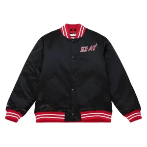 Pánska bunda bomber Mitchell & Ness NBA Heavyweight Satin Jacket Miami Heat čierna