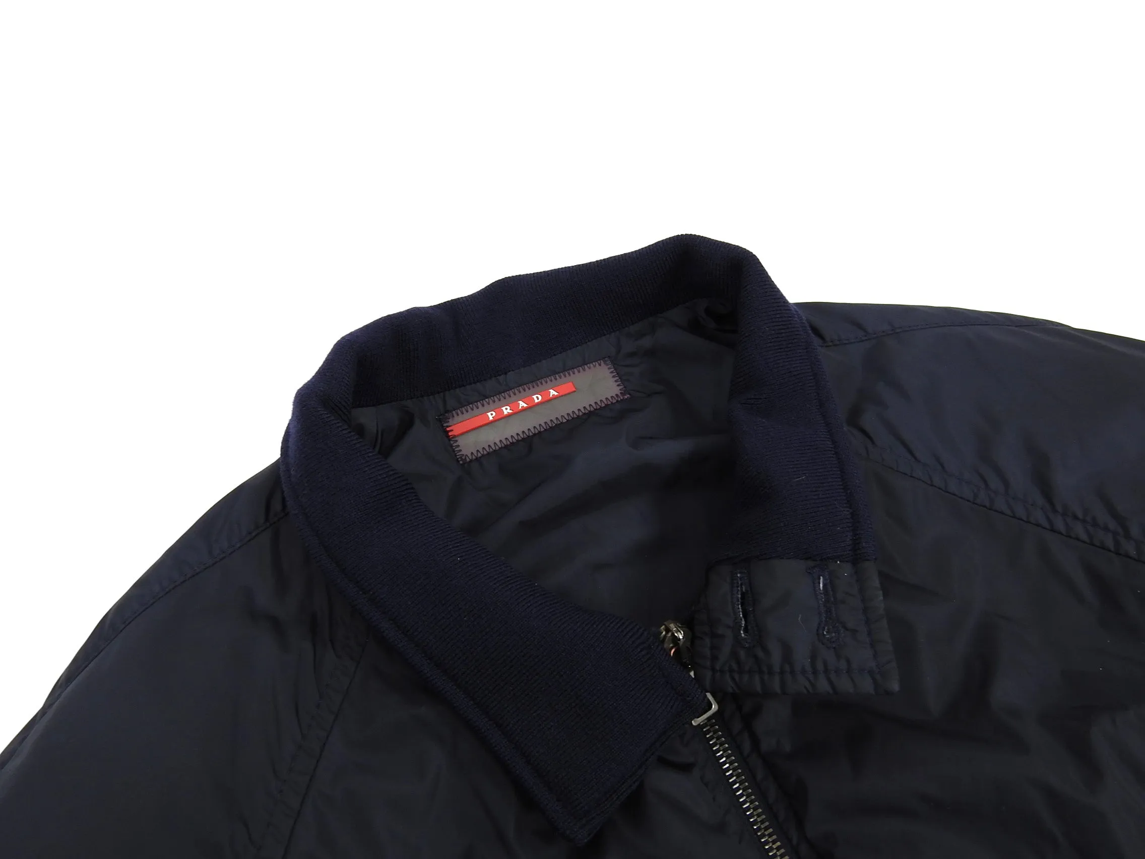 Prada Navy Nylon Zip Up Bomber Jacket - L
