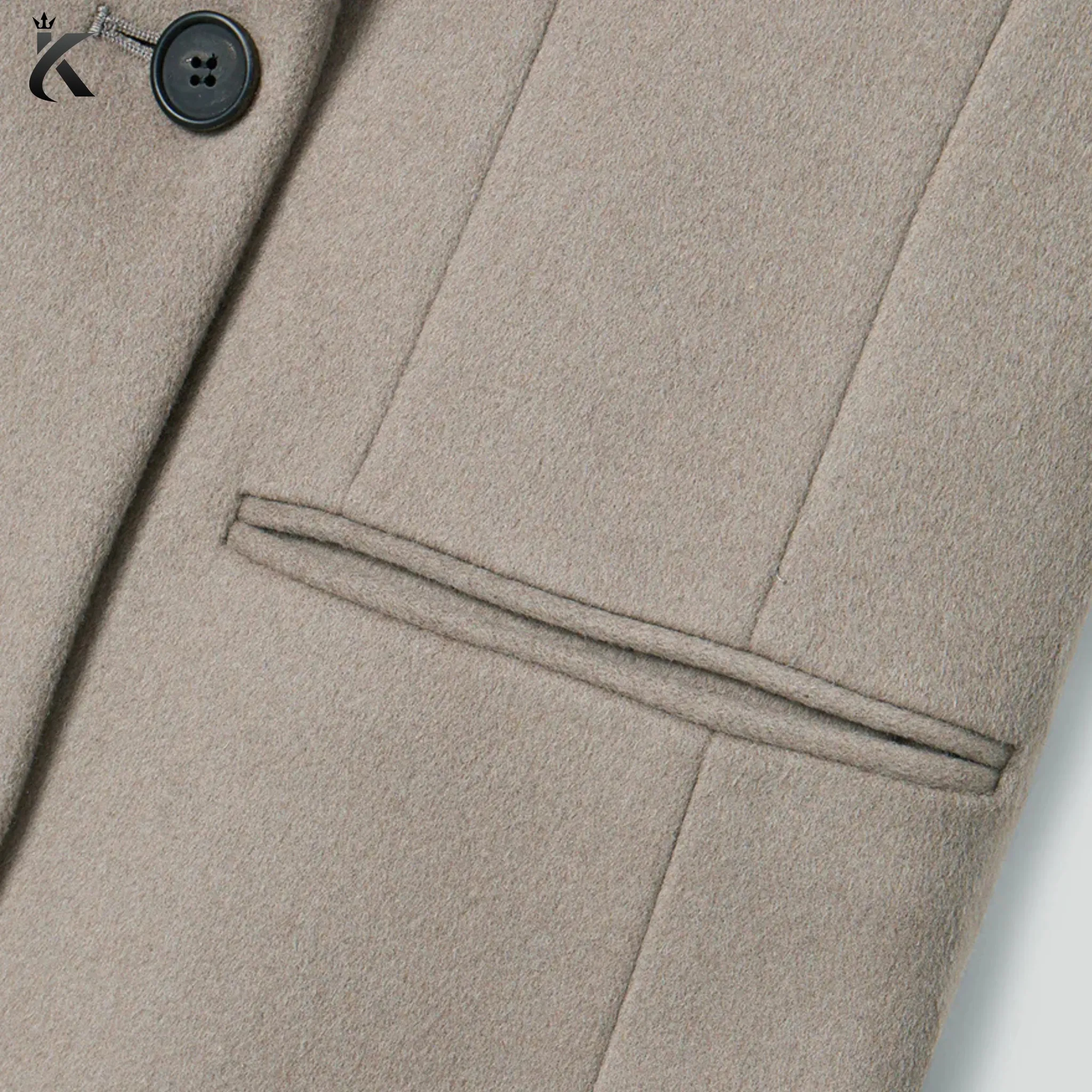 Premium Notch Lapel Double Breasted Long Wool Cashmere Blend Women's Overcoat - Women's Trench Coat