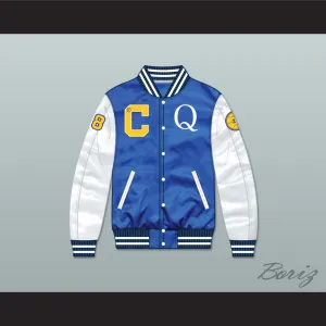 Quincy McCall 22 Crenshaw High School Blue/ White Varsity Letterman Satin Bomber Jacket 1