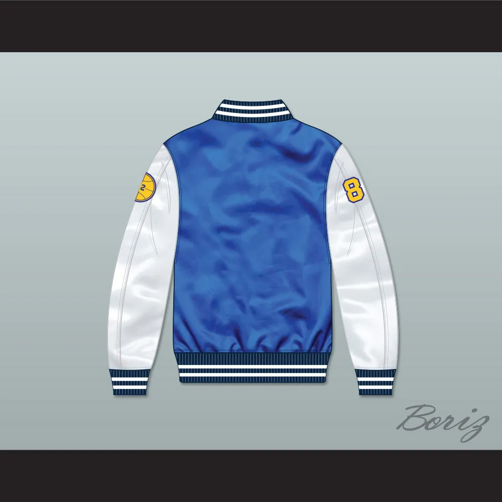 Quincy McCall 22 Crenshaw High School Blue/ White Varsity Letterman Satin Bomber Jacket 1