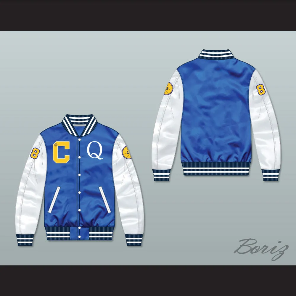Quincy McCall 22 Crenshaw High School Blue/ White Varsity Letterman Satin Bomber Jacket 1
