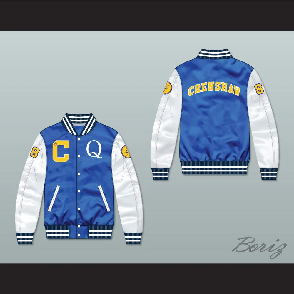 Quincy McCall 22 Crenshaw High School Blue/ White Varsity Letterman Satin Bomber Jacket 2