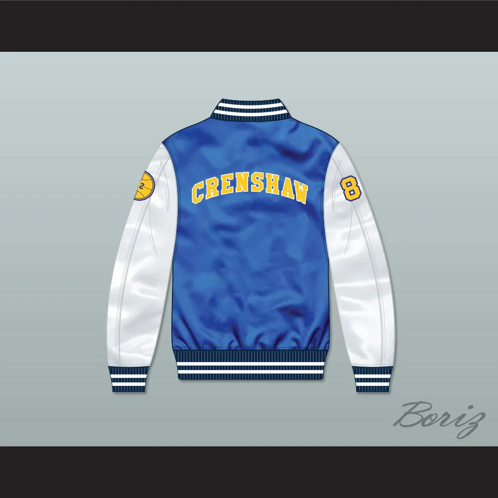 Quincy McCall 22 Crenshaw High School Blue/ White Varsity Letterman Satin Bomber Jacket 2