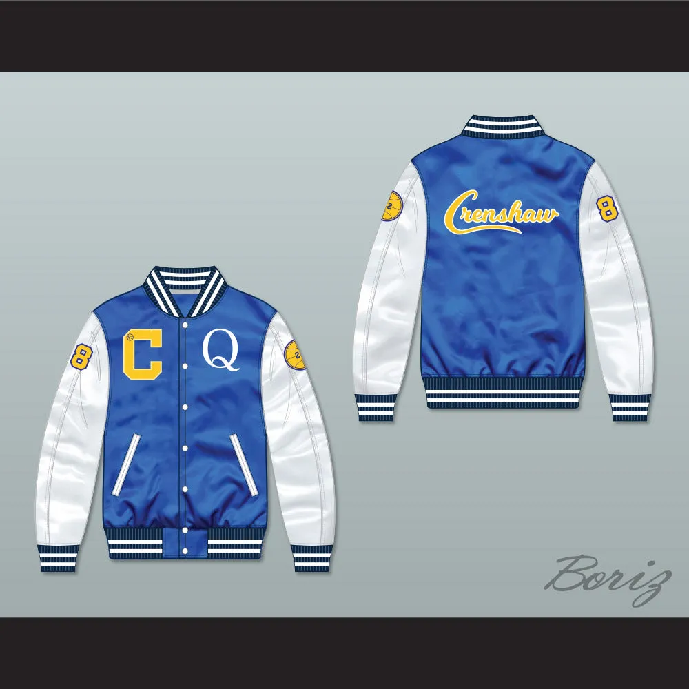 Quincy McCall 22 Crenshaw High School Blue/ White Varsity Letterman Satin Bomber Jacket 3