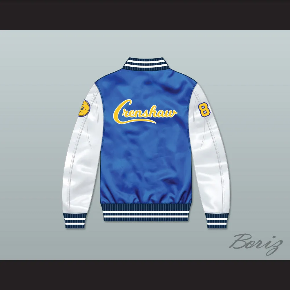 Quincy McCall 22 Crenshaw High School Blue/ White Varsity Letterman Satin Bomber Jacket 3