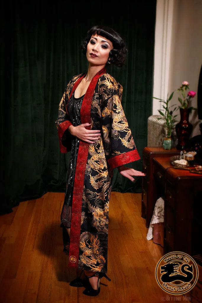 "Black Dragon" Long Kimono Coat