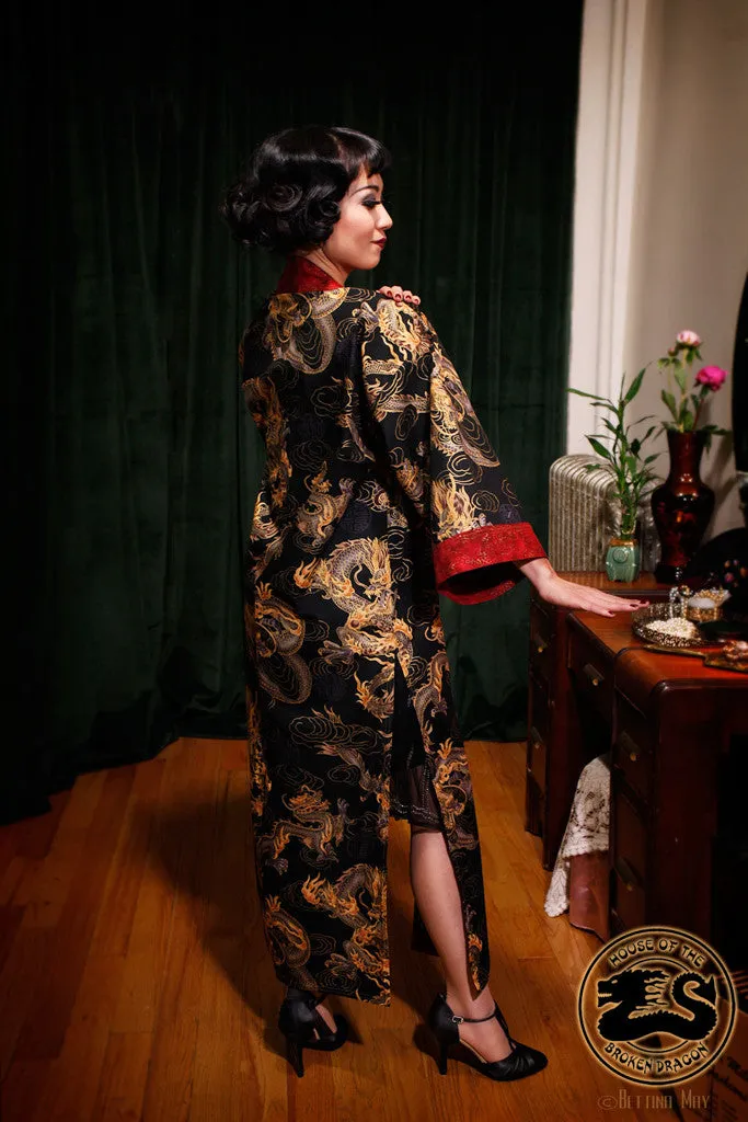 "Black Dragon" Long Kimono Coat