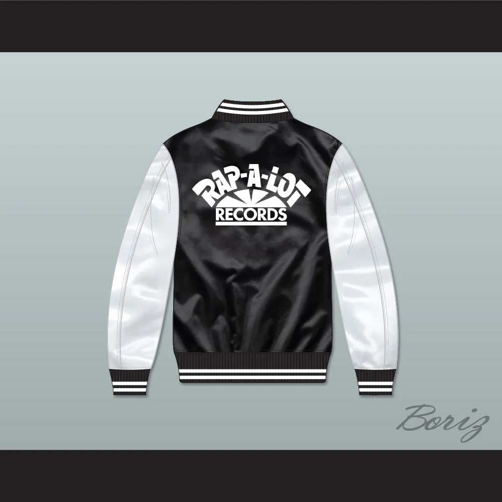 Rap-A-Lot Records Black/ White Varsity Letterman Satin Bomber Jacket