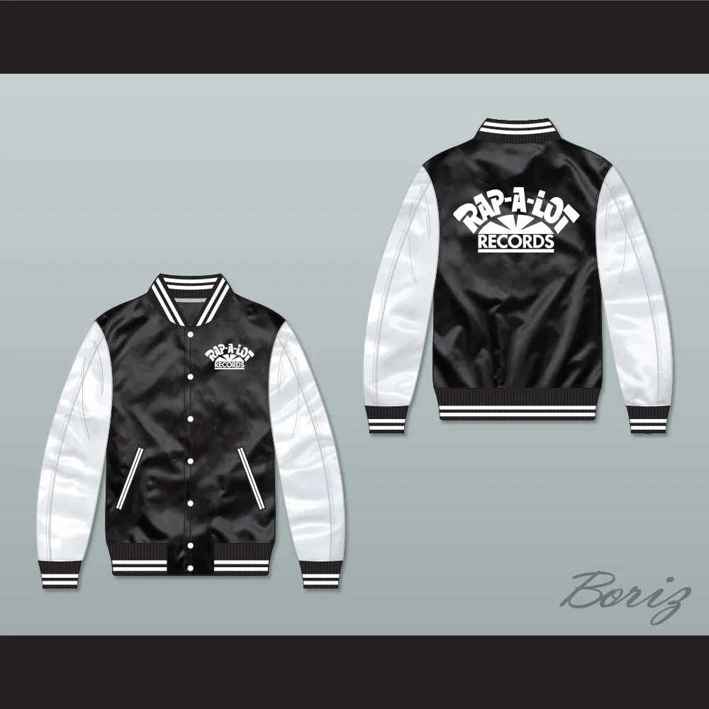 Rap-A-Lot Records Black/ White Varsity Letterman Satin Bomber Jacket