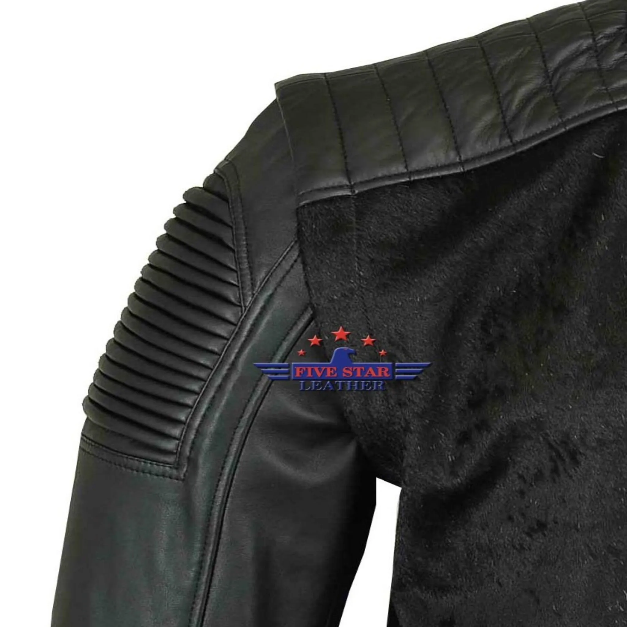 Real Genuine Cow Hair-on Leather Jacket men Padded Shoulders Natural Textured