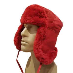 Red Sheepskin Bomber Hat