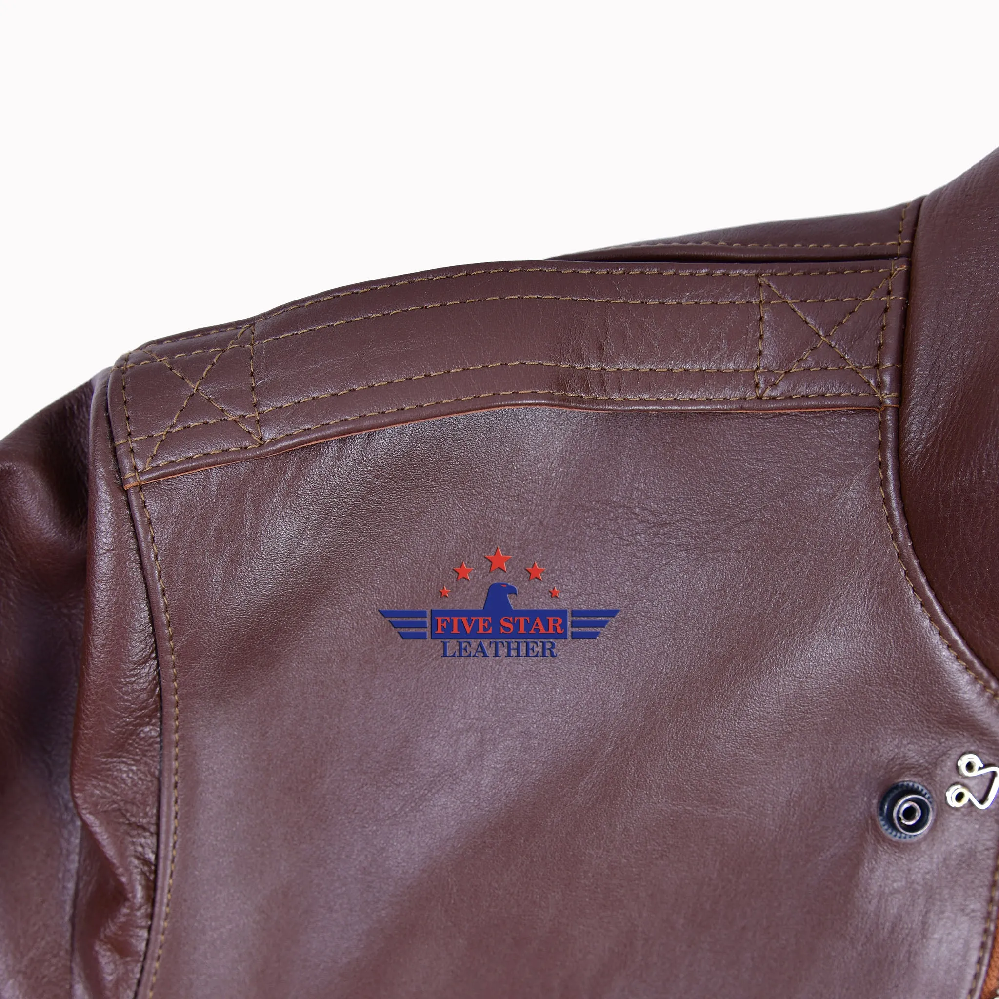 Repro TYPE A2 Jacket Poughkeepsie Leather Coat Co. INC. AC Contract No. W535ac28560 Real Horse Hide Leather Mid Brown