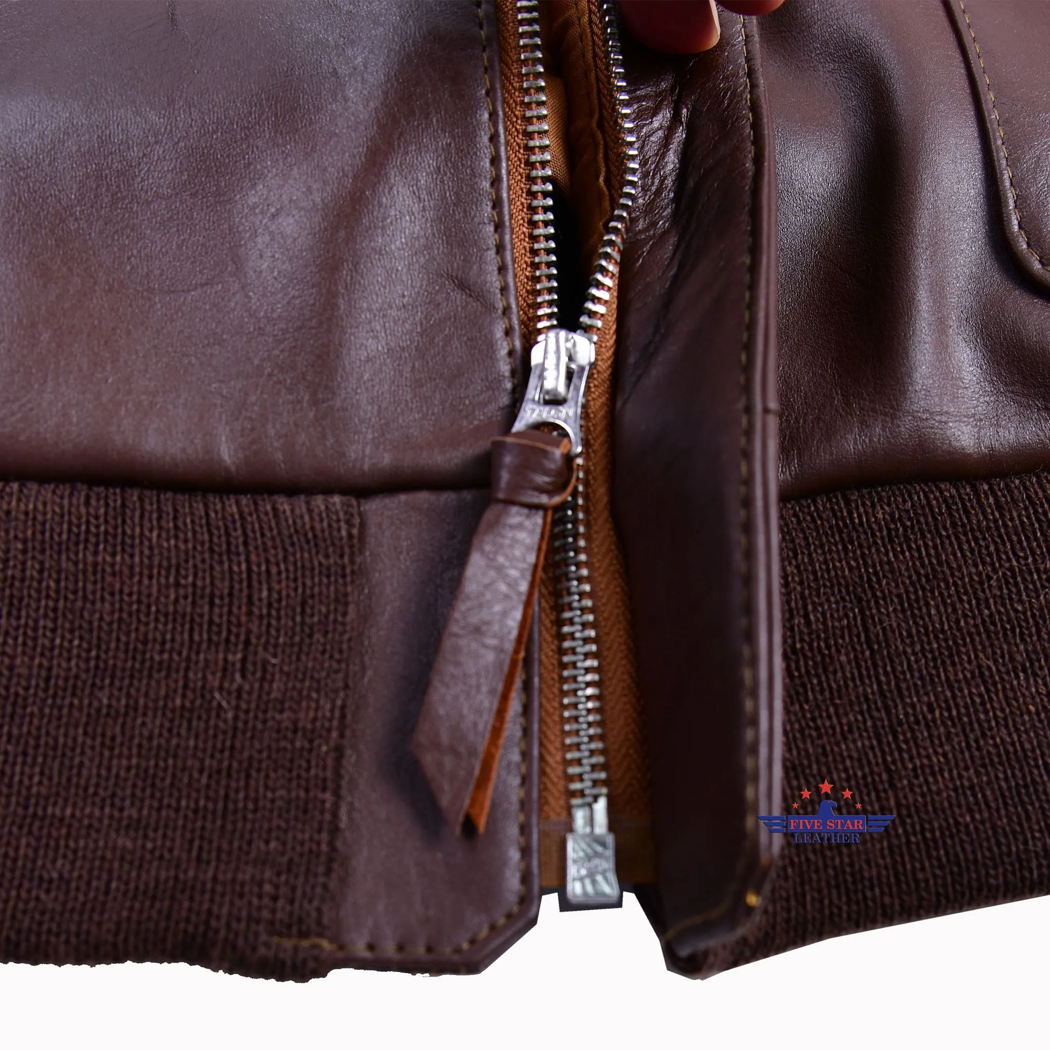 Repro TYPE A2 Jacket Poughkeepsie Leather Coat Co. INC. AC Contract No. W535ac28560 Real Horse Hide Leather Mid Brown