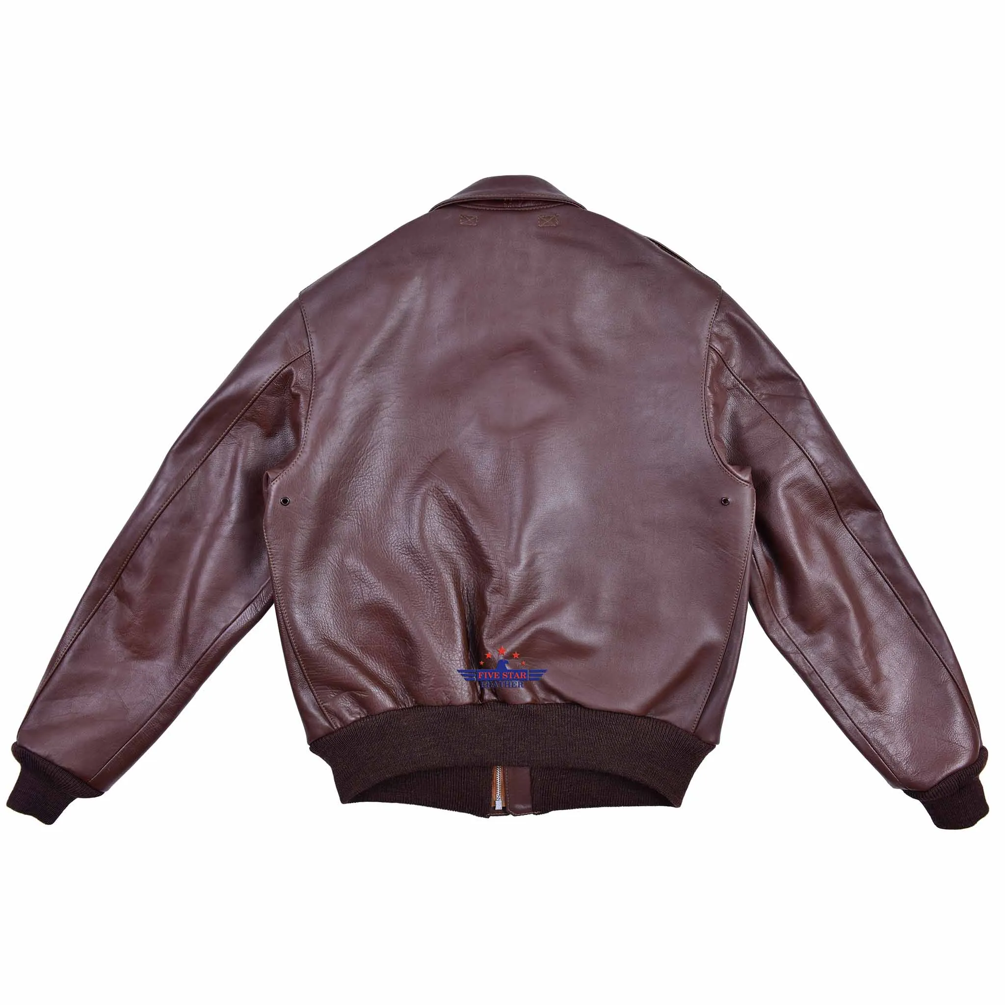 Repro TYPE A2 Jacket Poughkeepsie Leather Coat Co. INC. AC Contract No. W535ac28560 Real Horse Hide Leather Mid Brown
