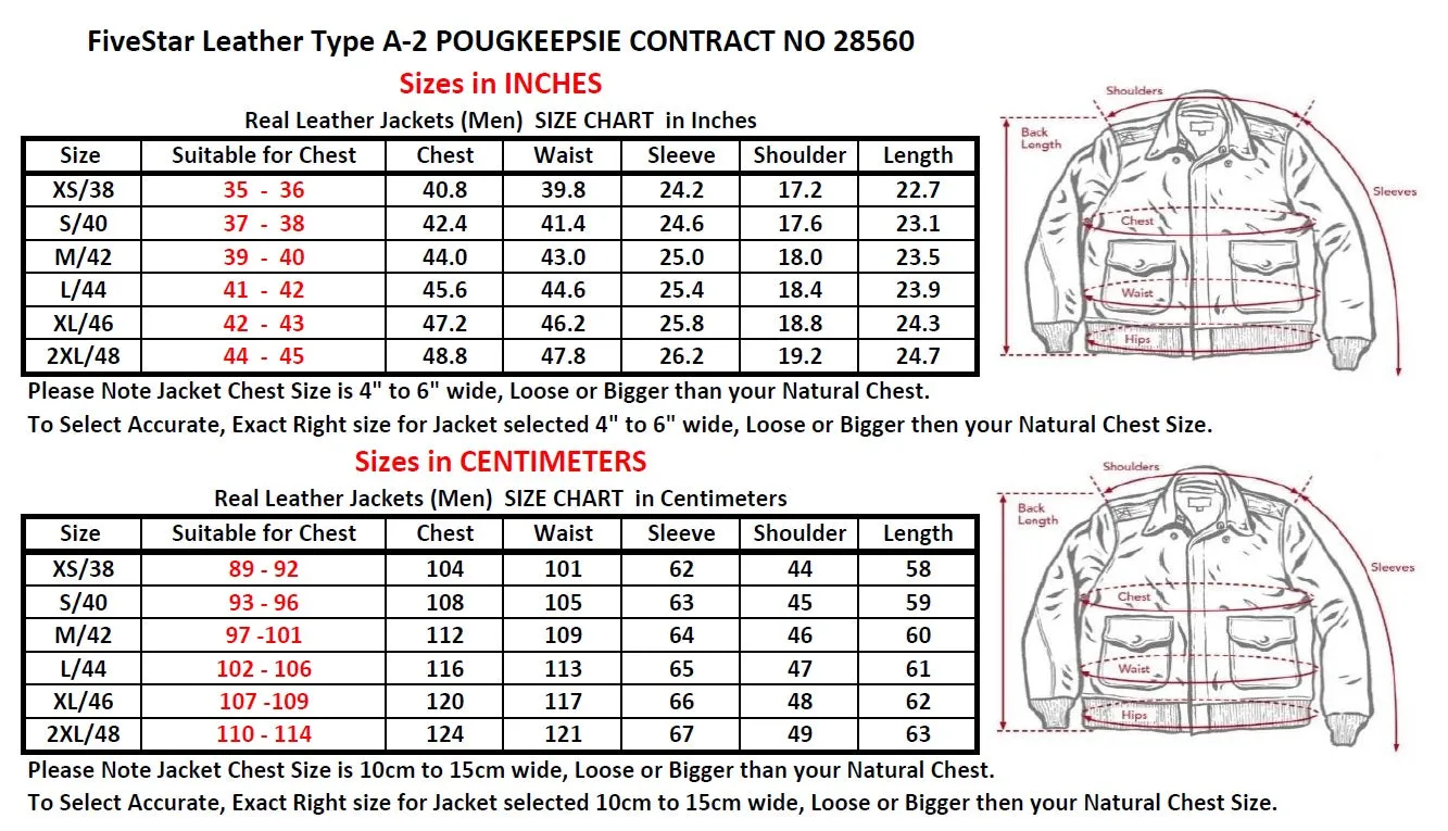 Repro TYPE A2 Jacket Poughkeepsie Leather Coat Co. INC. AC Contract No. W535ac28560 Real Horse Hide Leather Mid Brown