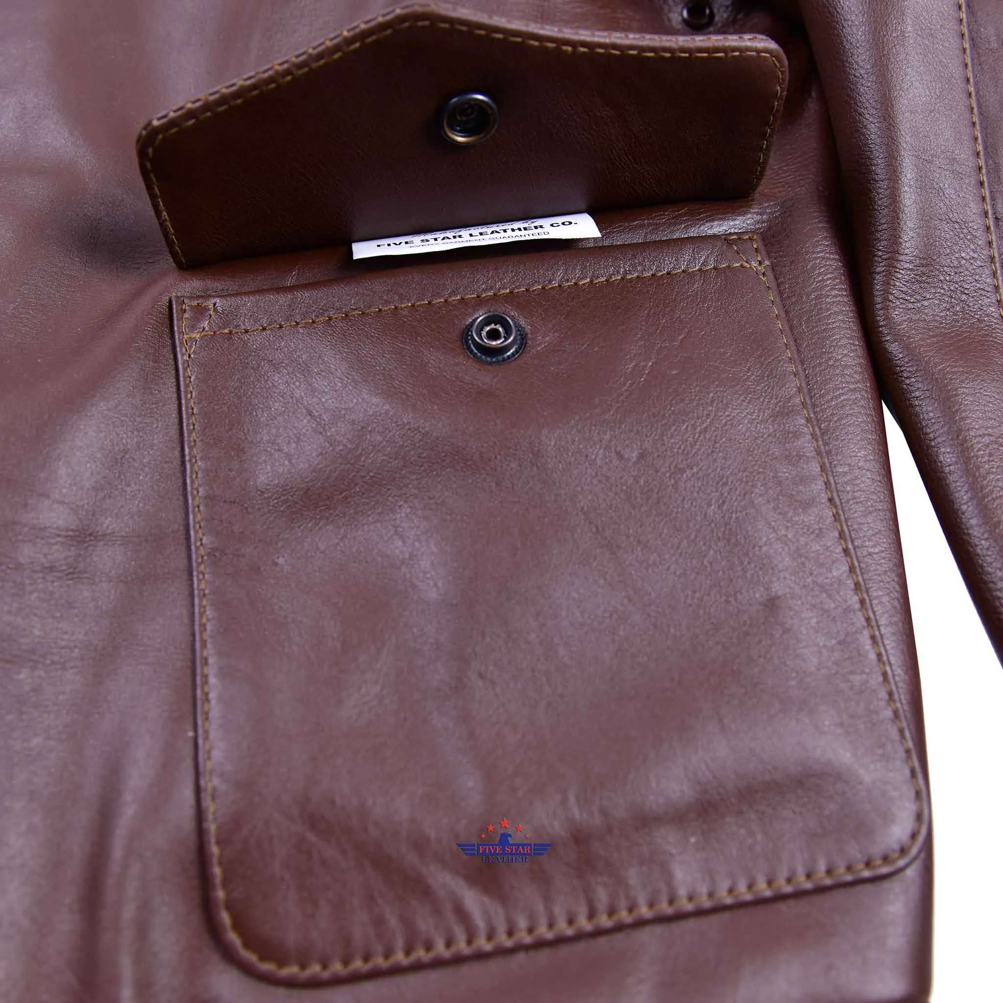 Repro TYPE A2 Jacket Poughkeepsie Leather Coat Co. INC. AC Contract No. W535ac28560 Real Horse Hide Leather Mid Brown
