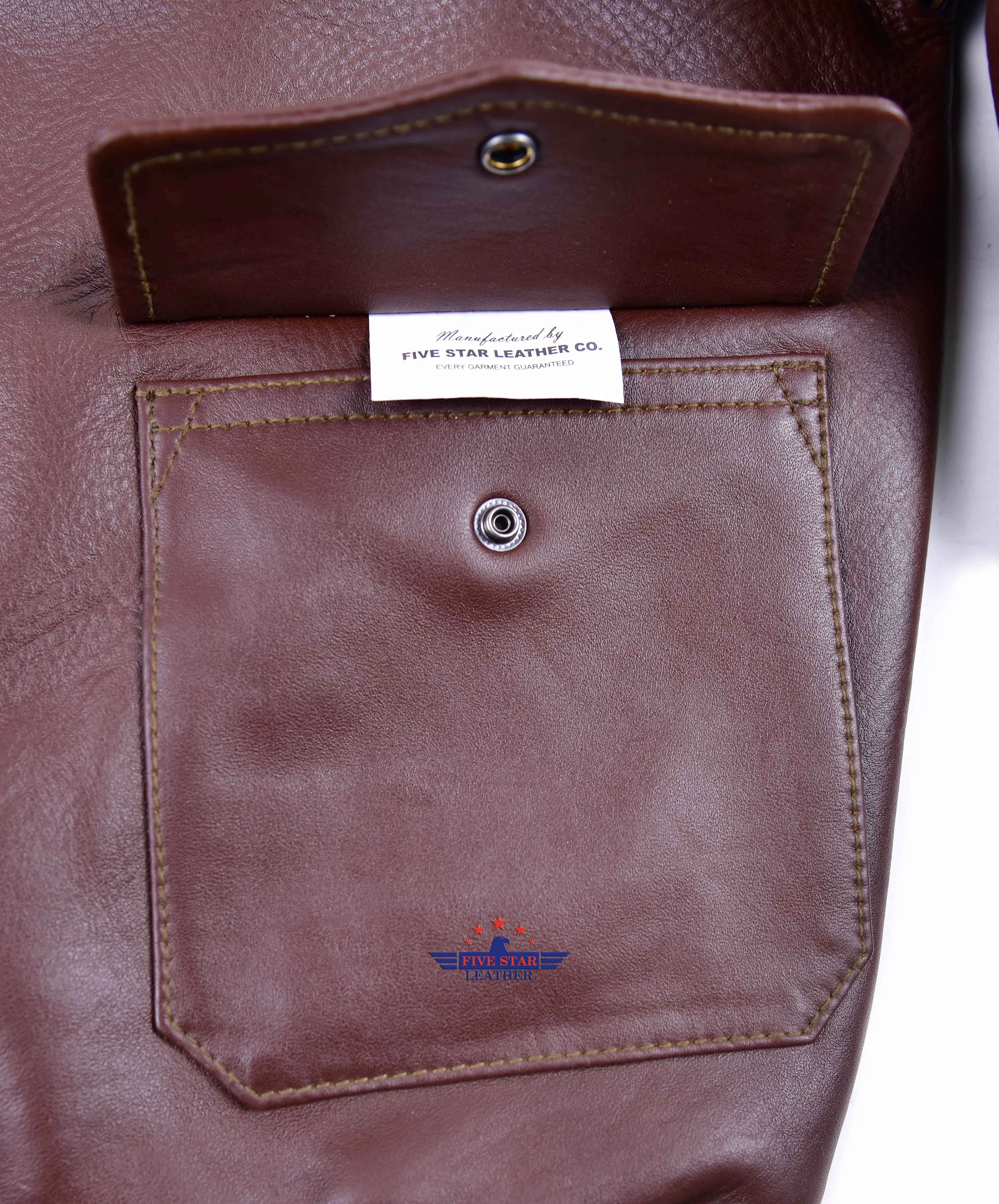 Repro Type A2 UNITED SHEEPLINED CLOTHING CO. ORDER NO.42.18777-P Real Horsehide Leather Russet Brown Jacket