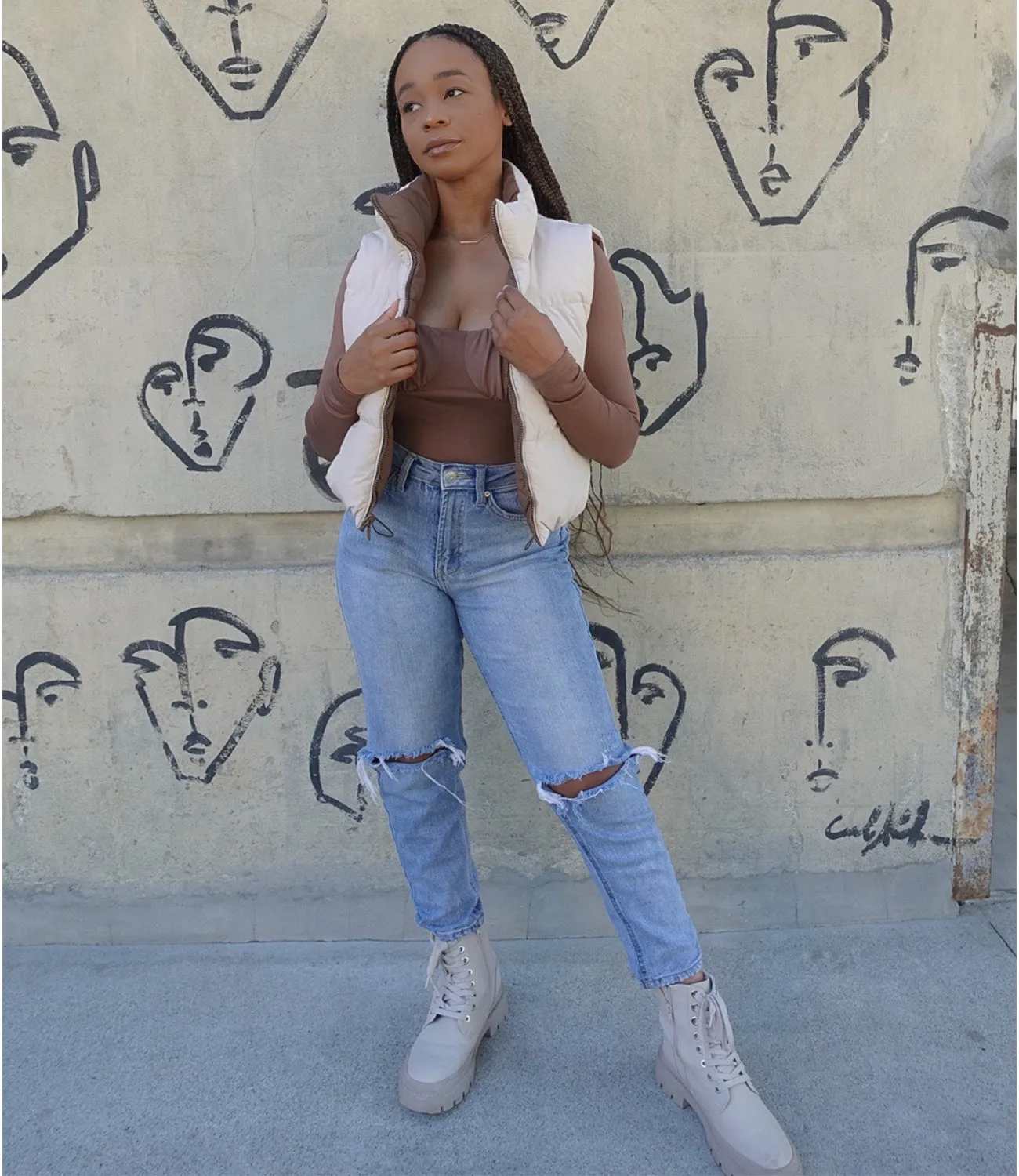 Reversible Puffer Vest(Cocoa/Cream)