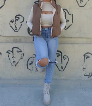 Reversible Puffer Vest(Cocoa/Cream)