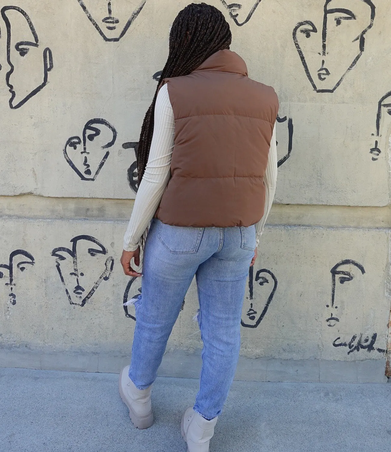 Reversible Puffer Vest(Cocoa/Cream)