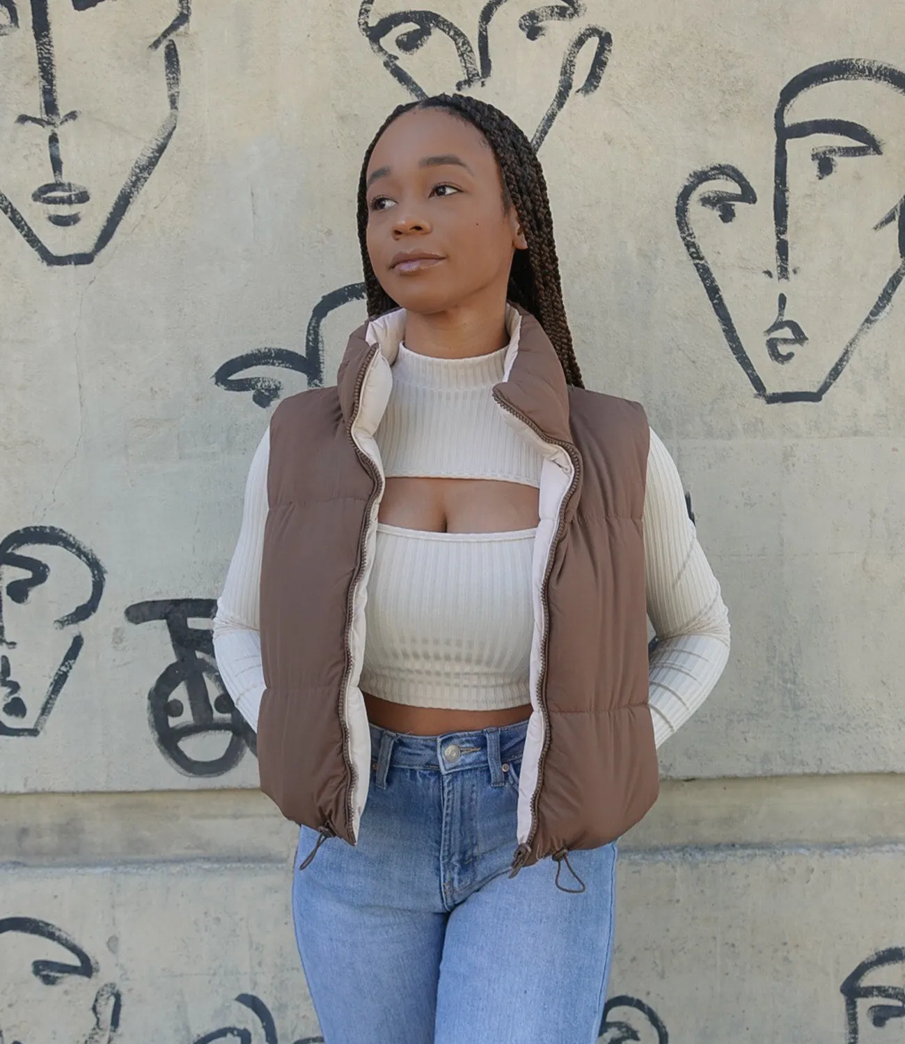 Reversible Puffer Vest(Cocoa/Cream)