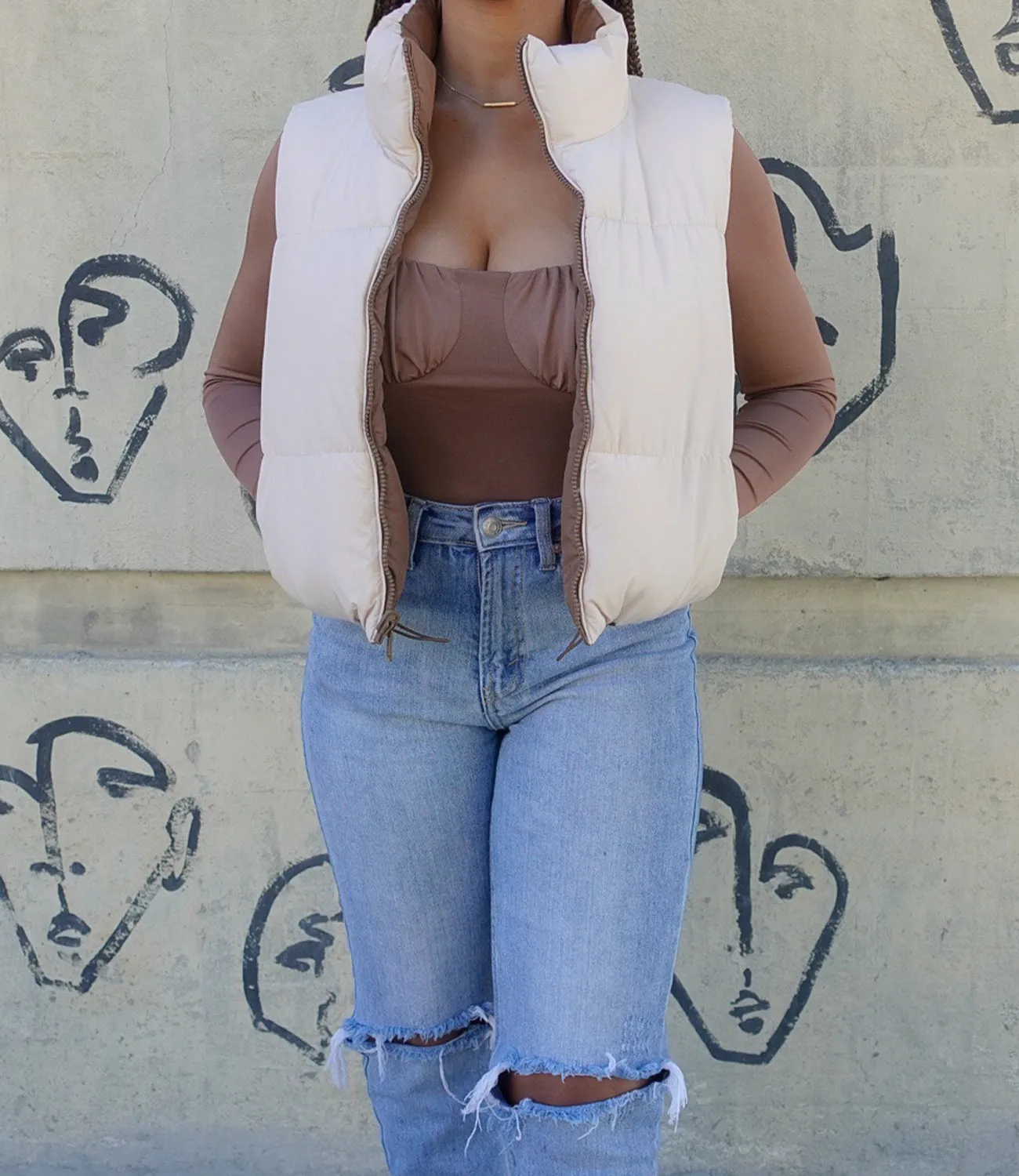 Reversible Puffer Vest(Cocoa/Cream)