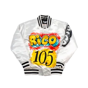RICO PAID IN FULL SATIN JACKET WHITE