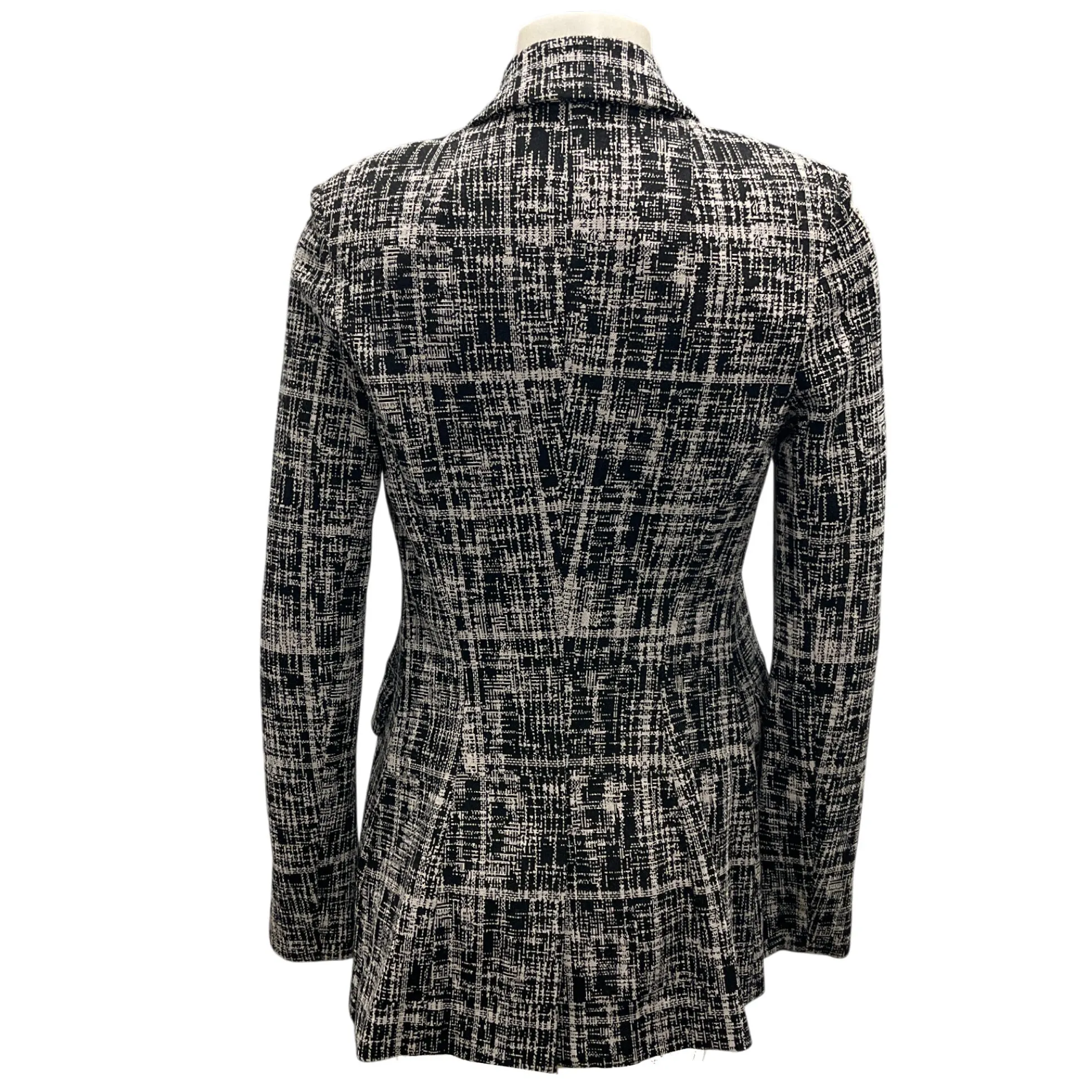 Rosetta Getty Black Etched Plaid Pattern Blazer
