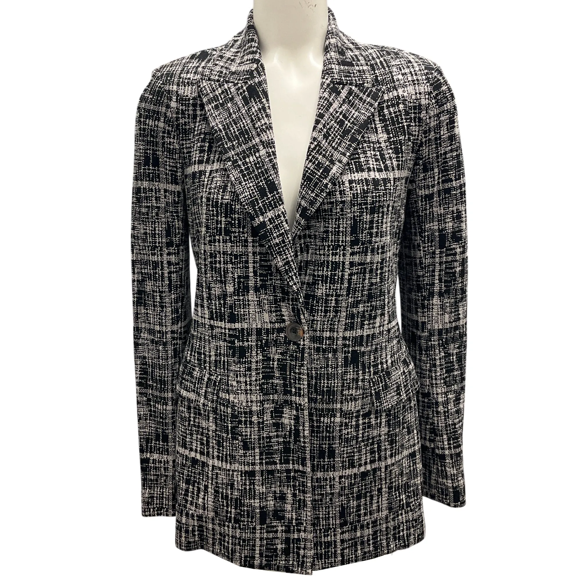 Rosetta Getty Black Etched Plaid Pattern Blazer