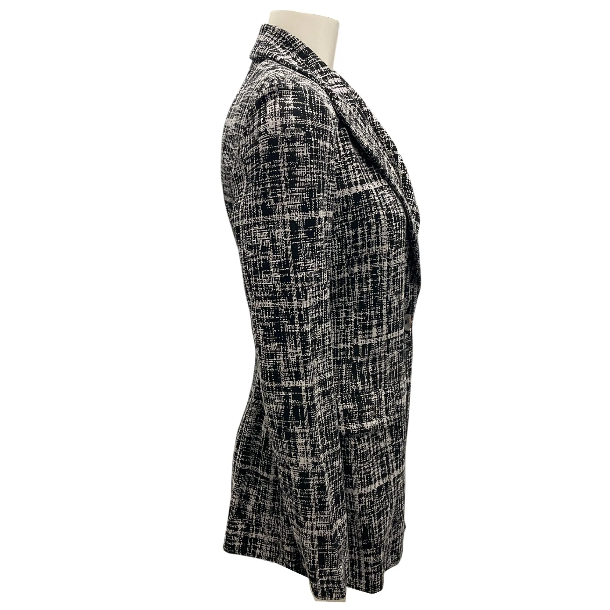 Rosetta Getty Black Etched Plaid Pattern Blazer