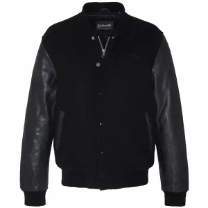 Schott LCUSA Leather/Wool Varsity Jacket Black/Black
