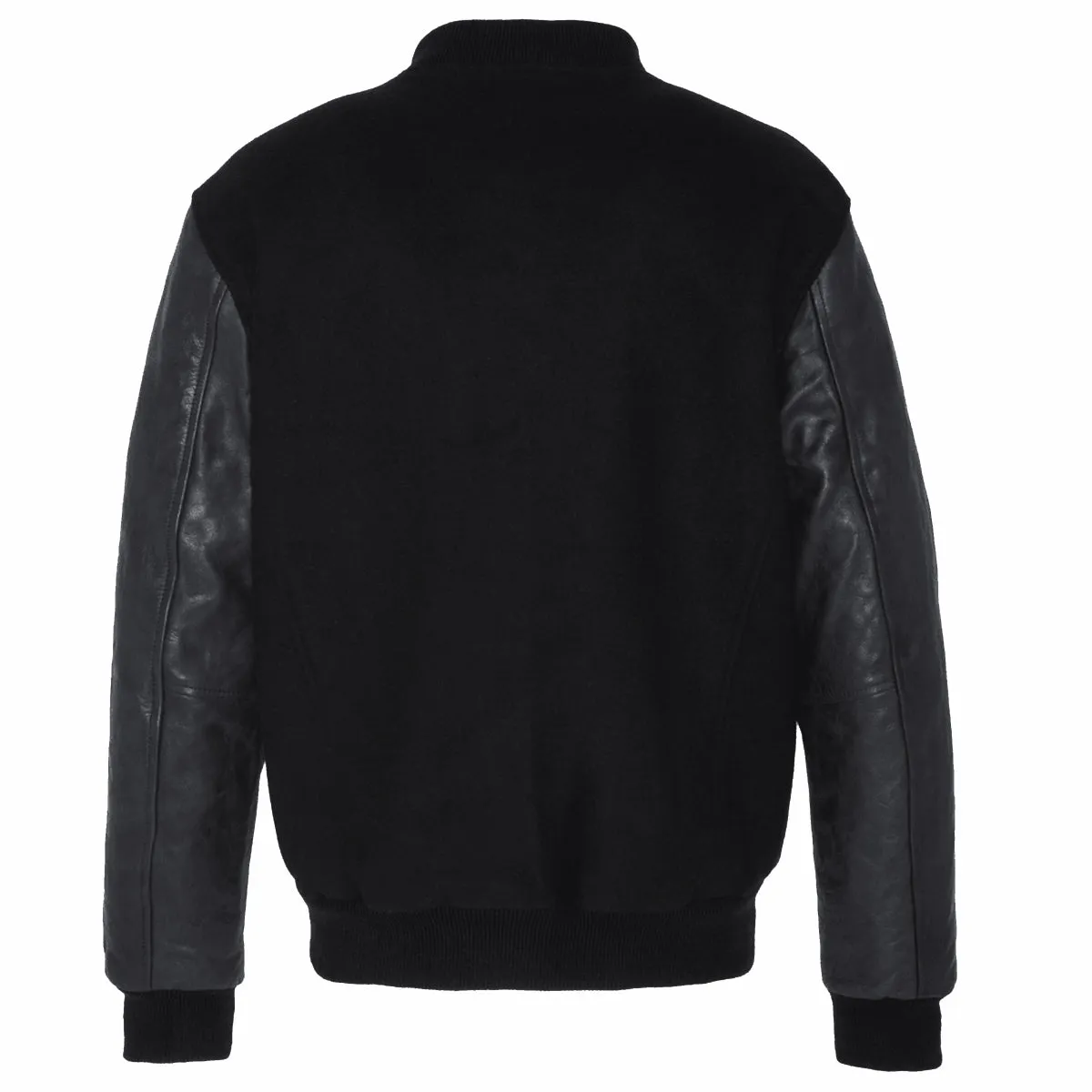 Schott LCUSA Leather/Wool Varsity Jacket Black/Black