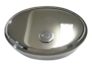 Silver Toned Oval Etched Blowfish Fugu Puffer Fish Oval Trinket Jewelry Box