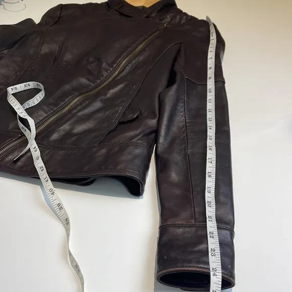 SOIA &amp; Kyo Leather Bomber Jacket Size Extra Small Brown