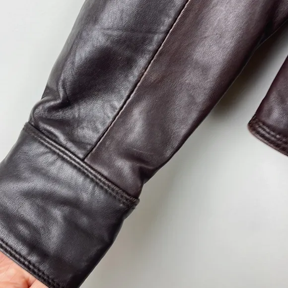 SOIA &amp; Kyo Leather Bomber Jacket Size Extra Small Brown