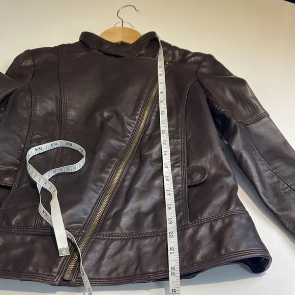 SOIA &amp; Kyo Leather Bomber Jacket Size Extra Small Brown