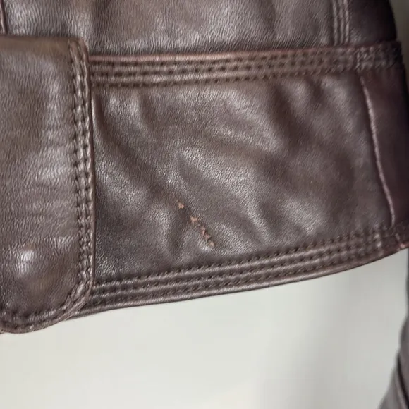 SOIA &amp; Kyo Leather Bomber Jacket Size Extra Small Brown