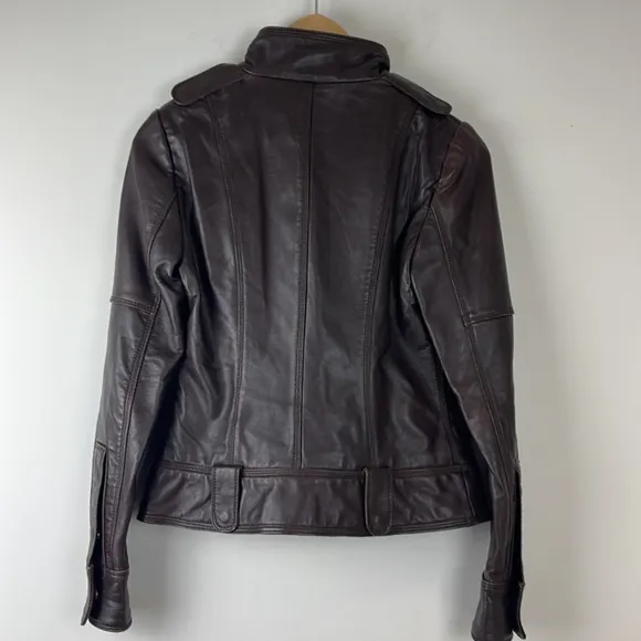 SOIA &amp; Kyo Leather Bomber Jacket Size Extra Small Brown