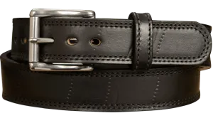 SPECIAL OFFER - The Bomber: Men's Black Double Stitched With Distressed Marks Leather Belt 1.50"