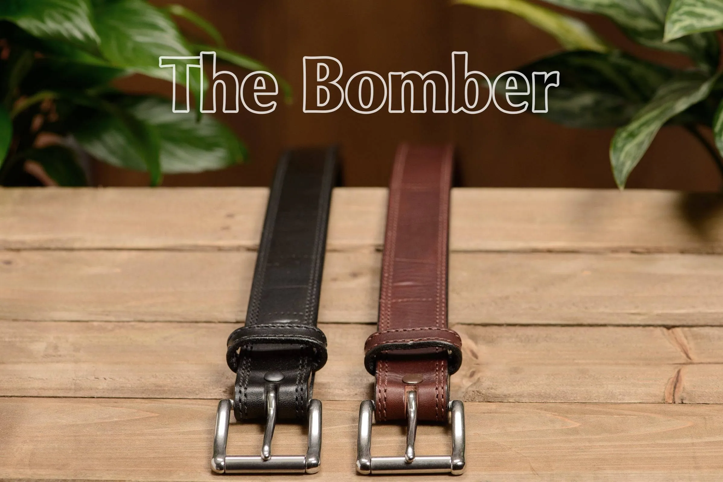SPECIAL OFFER - The Bomber: Men's Brown Double Stitched With Distressed Marks Leather Belt 1.50"