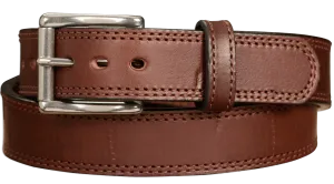SPECIAL OFFER - The Bomber: Men's Brown Double Stitched With Distressed Marks Leather Belt 1.50"