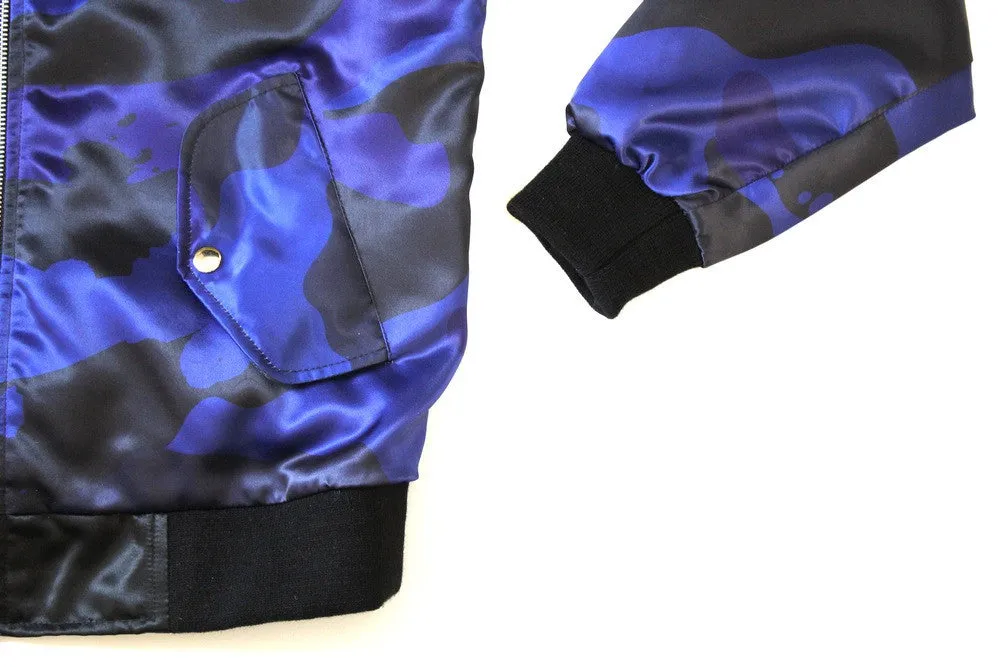 Splatter Camo Bomber in Blue