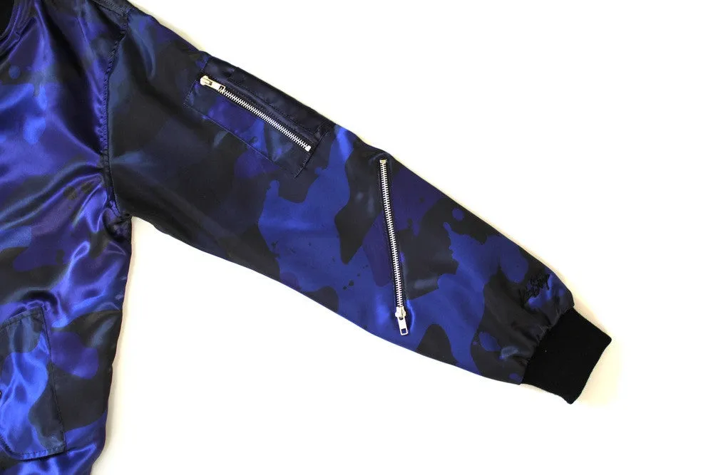 Splatter Camo Bomber in Blue