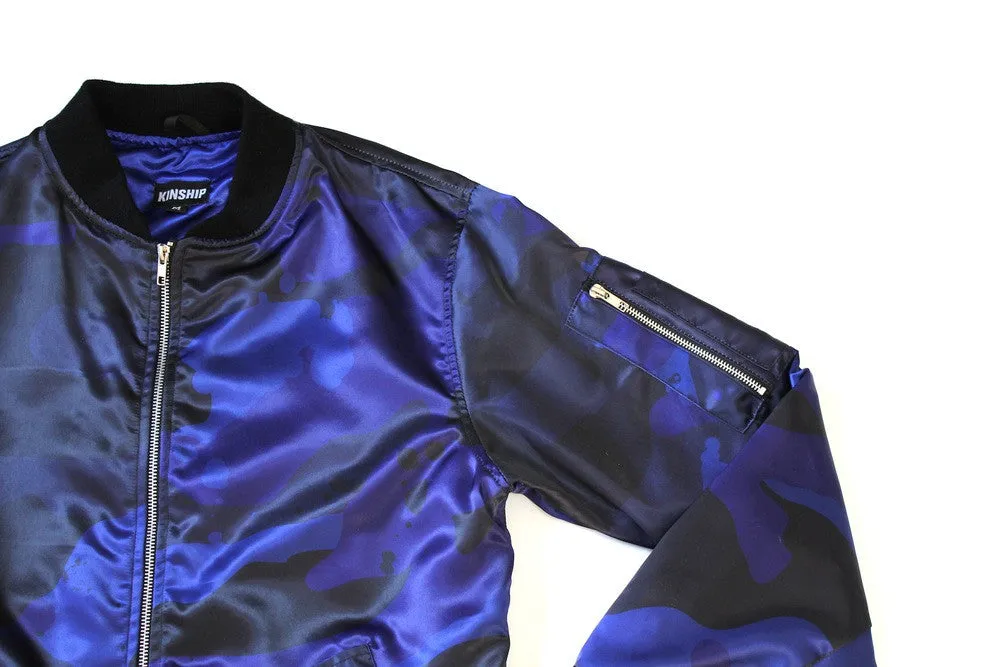 Splatter Camo Bomber in Blue