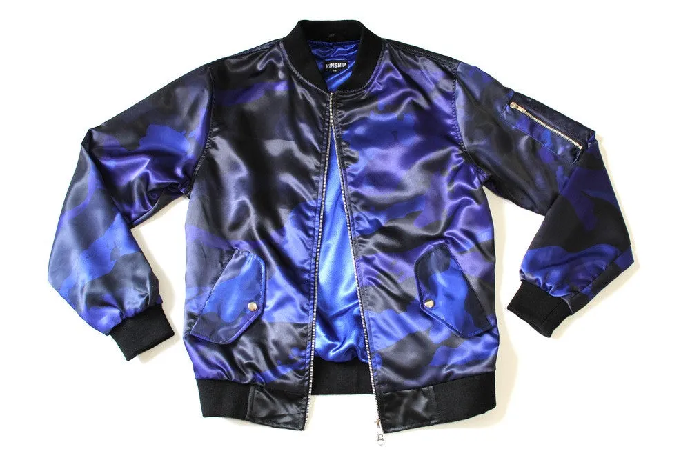 Splatter Camo Bomber in Blue