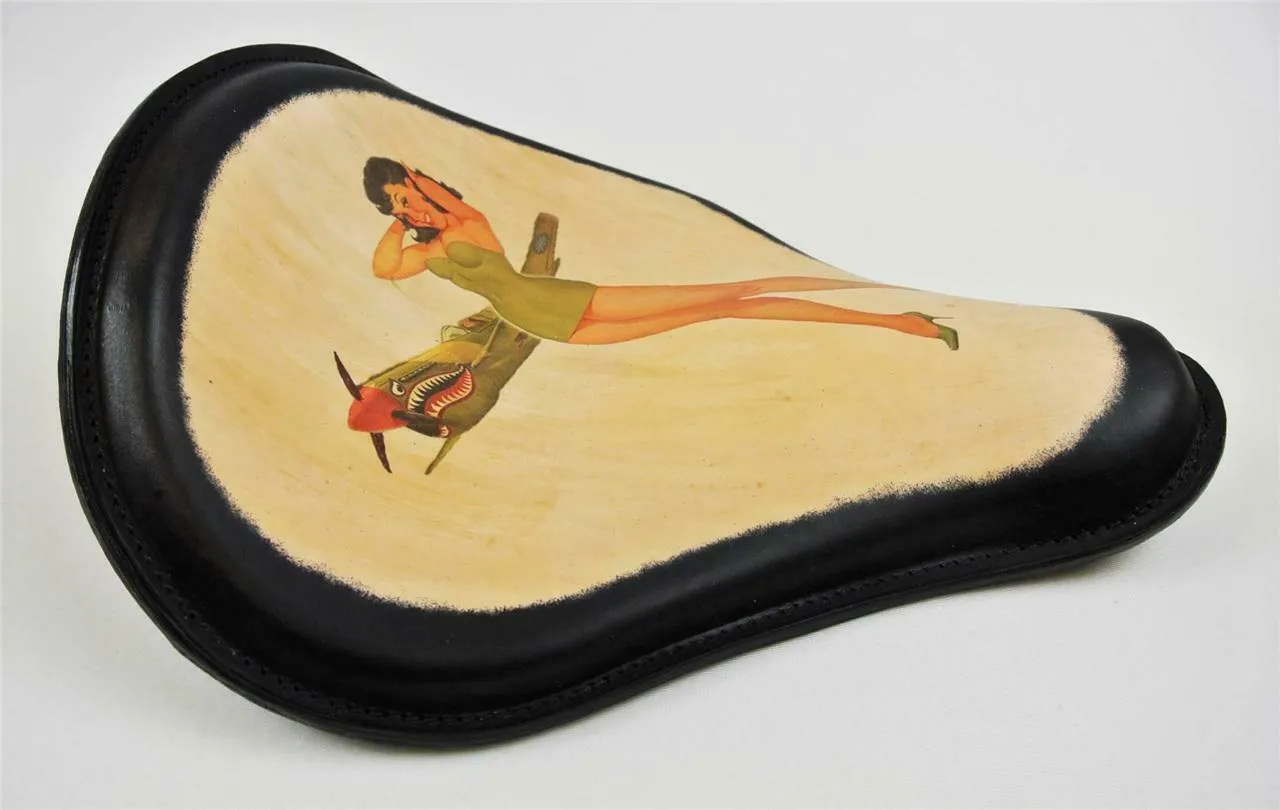 Spring Solo Seat Chopper Harley Sportster  12x13" Bomber  PinUpTattoo Blk Frame