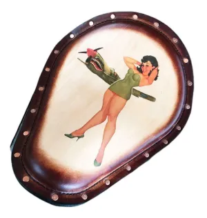 Spring Solo Seat Harley Sportster Nightster Chopper Tattoo Leather Copper Rivets