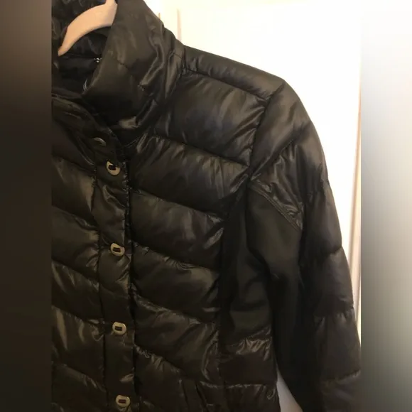 Spyder Jacket Lightweight Button Down Roll Up Puffer Coat in Black